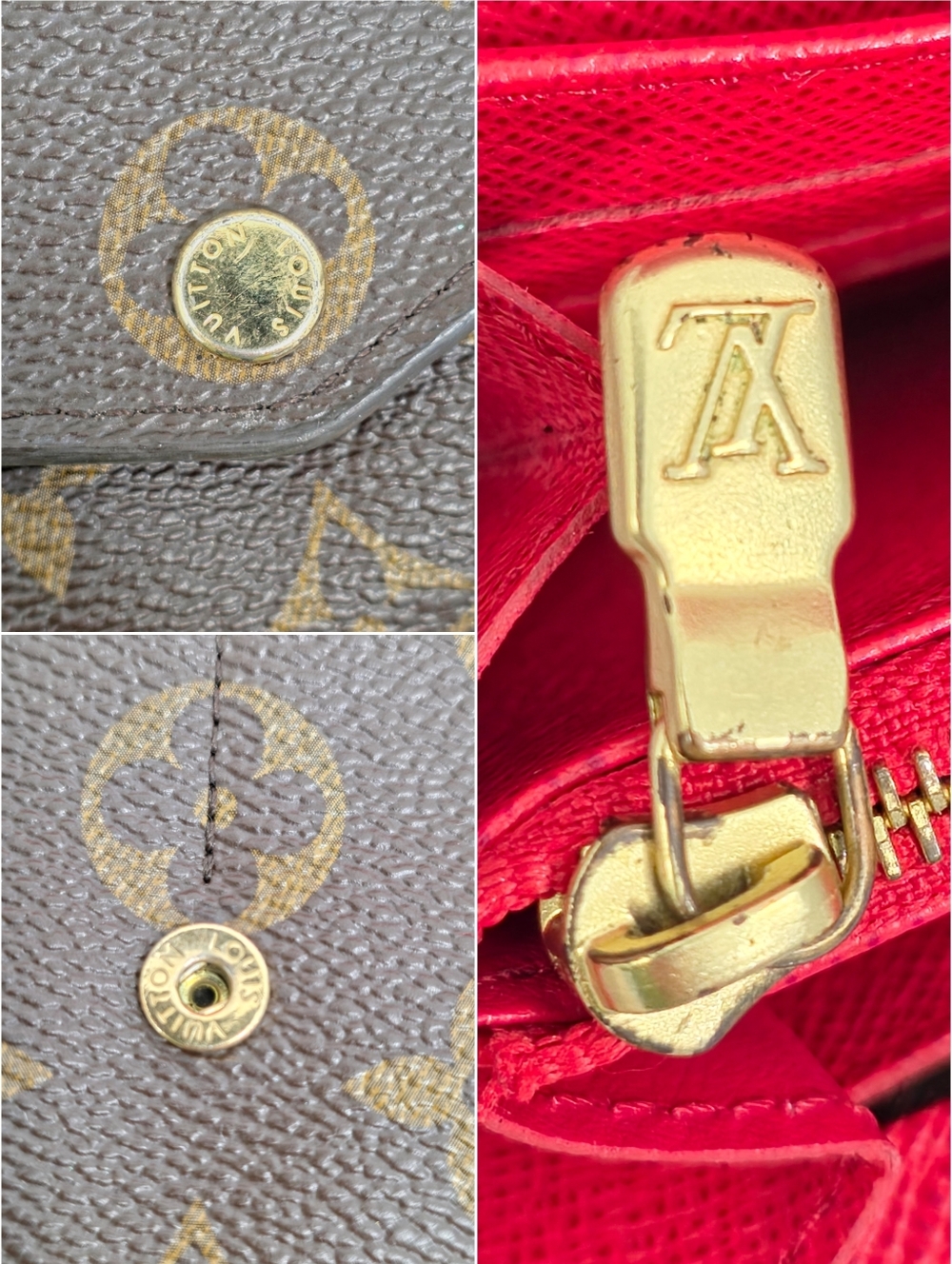 ✨️Authentic Louis Vuitton Sarah long wallet Brown monogram Red interior - Picture 11 of 12